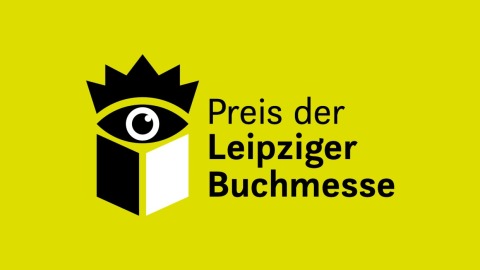 Preis der Leipziger Buchmesse Logo vor gelbem Hintergrund Preis der Leipziger Buchmesse Logo vor gelbem Hintergrund