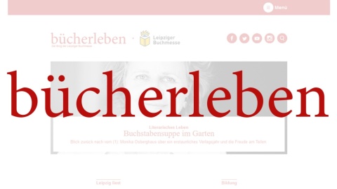 Das Logo des Blogs "bücherleben". Im Hintergrund ein Screenshot das Blogs.  Das Logo des Blogs "bücherleben". Im Hintergrund ein Screenshot das Blogs.