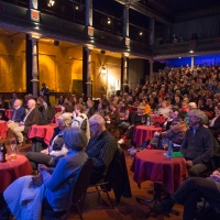 gefüllter Zuschauerraum der Schaubühne Lindenfels während des Programms vom Gastland der Leipziger Buchmesse 2024 gefüllter Zuschauerraum der Schaubühne Lindenfels während des Programms vom Gastland der Leipziger Buchmesse 2024