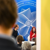 Messestand der Ukraine auf der Leipziger Buchmesse 2024