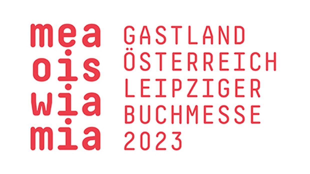 Das Logo "meooiswiamia" vom Gastland Österreich der Leipziger Buchmesse 2023. 