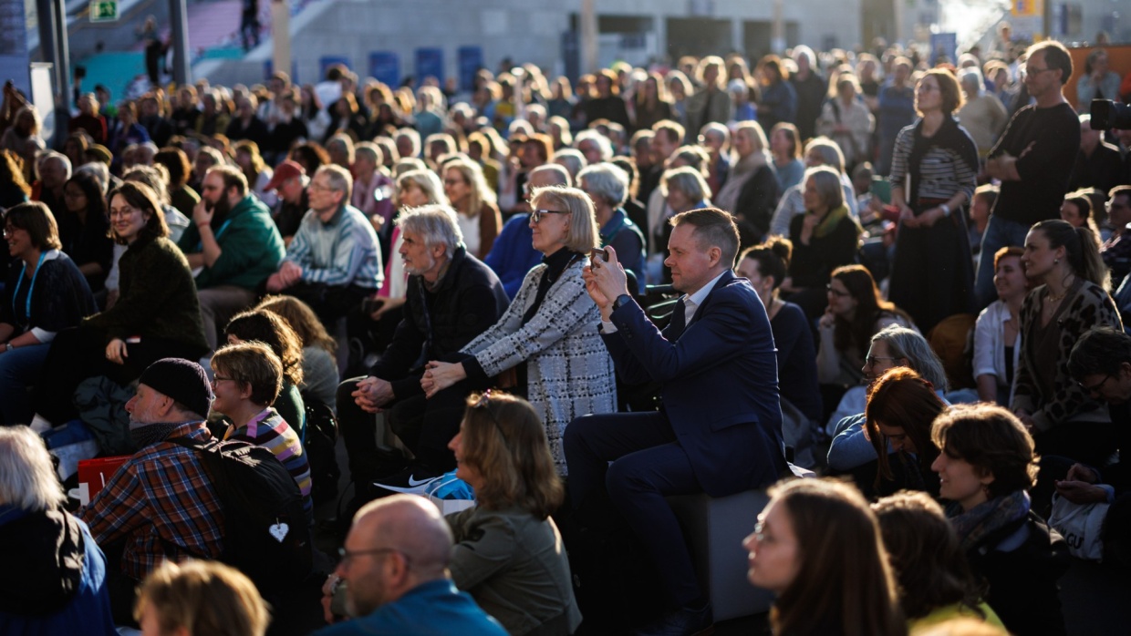 A packed audience during an event on the public broadcaster's literature stage at the Leipzig Book Fair in 2025.