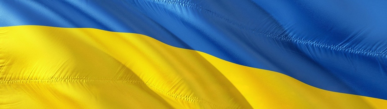 Die Ukrainische Flagge. Blau und Gelb. 